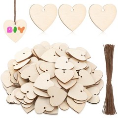 Wooden Hearts for Crafts 100pcs 1.3 Inch Unfinished with Holes DIY Wedding Decor