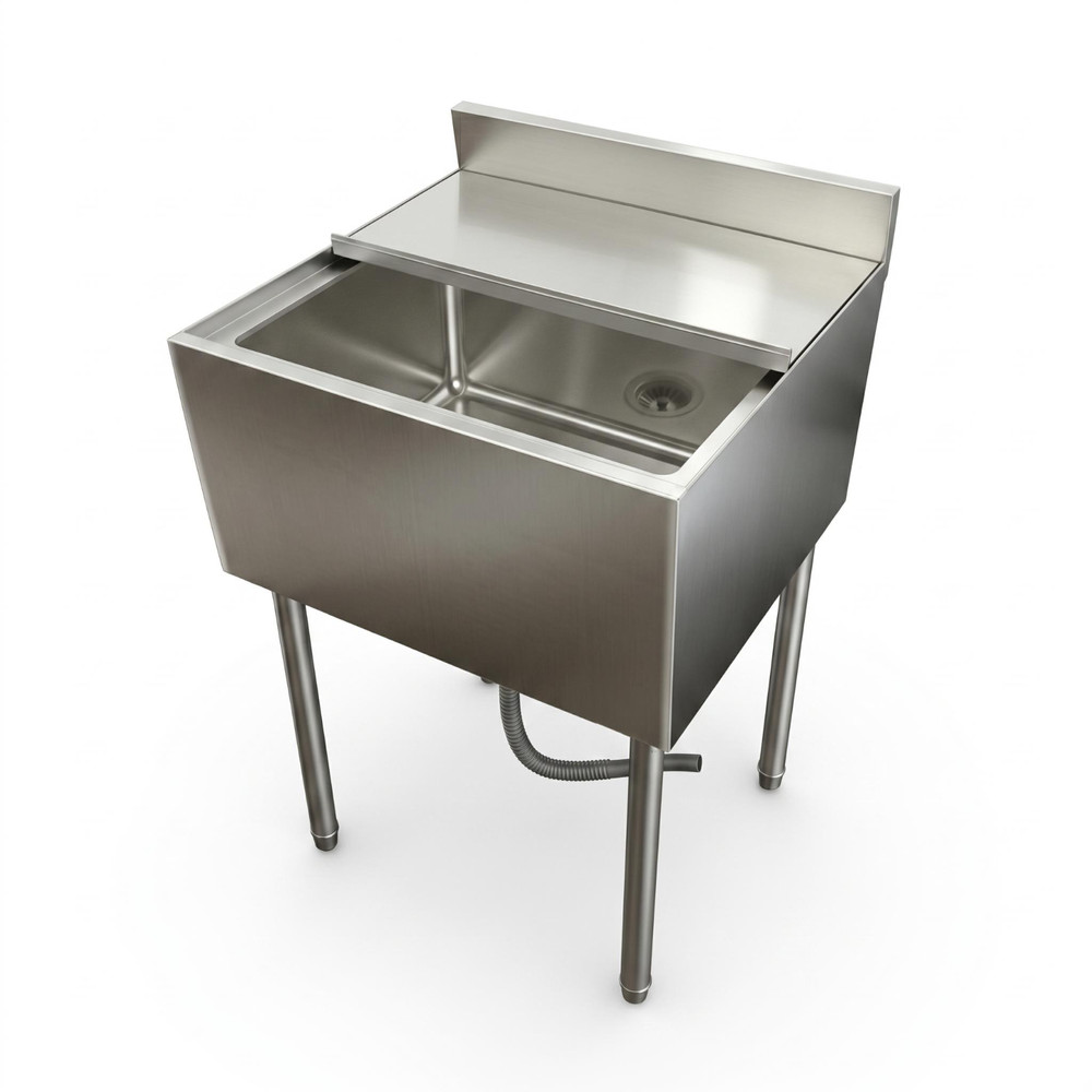 11×14in Stainless Steel Commercial Ice Bin w/Sliding Lid Drainage Ice Chest