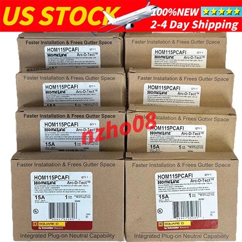 10PCS Square D HOM115PCAFI Plug-On Neutral 15 Amp 1 Pole Circuit Breaker
