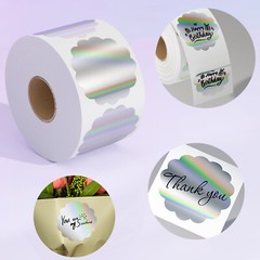 Holographic Thermal Labels 2” Flower Stickers for Thanks Card Logo Tag 400/Roll