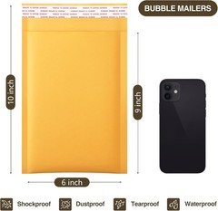 100 Pack Yellow Kraft Bubble Mailers 6×10 Inch – Secure Self-Sealing Envelopes