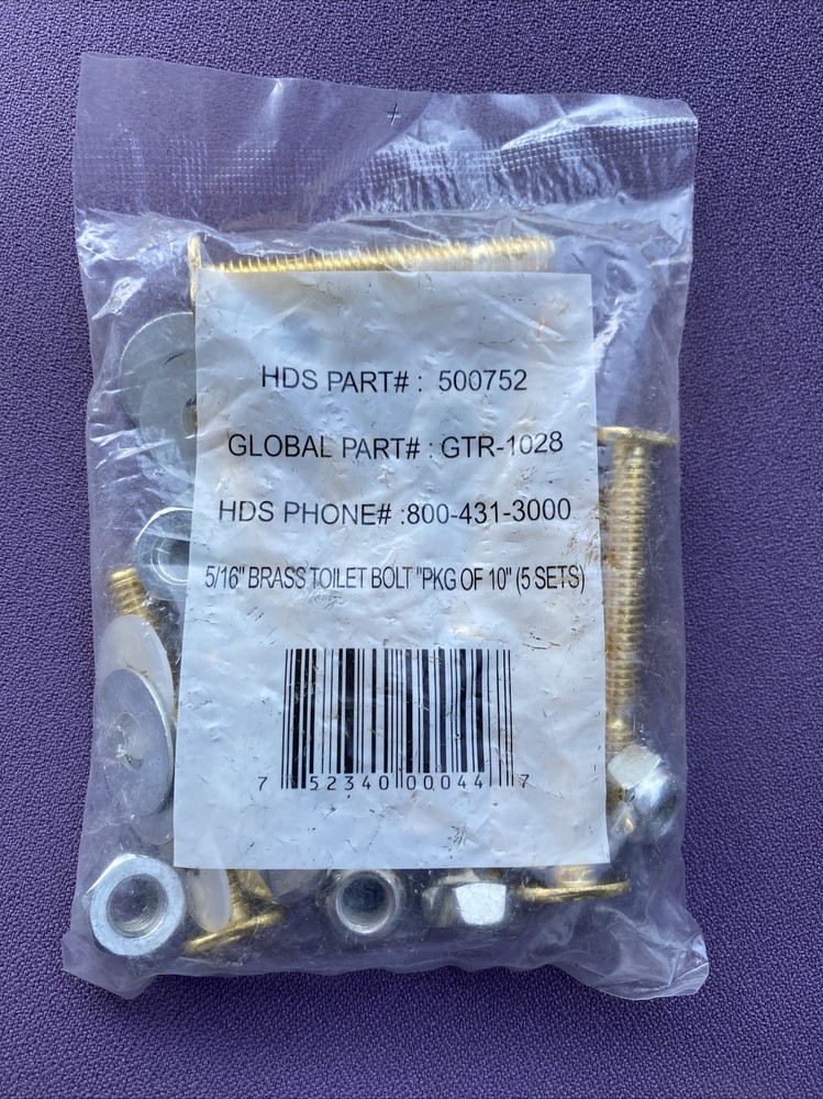 Global Brass toilet Bolt 2.25″x5/16″ Pack Of 10 (5SETS)