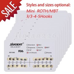10 Packs Dental Metal Brackets Brace Mini/Standard Roth/MBT Slot.022 3/345 Hooks