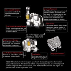 AZDENT Orthodontic Dental Metal Brackets Mini Standard Roth Edgewise MBT 018 022
