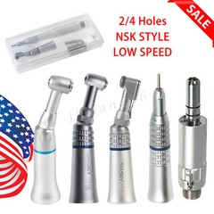NSK Style Dental Low Speed Handpiece Straight Contra Angle Air Motor 1:1 Attach