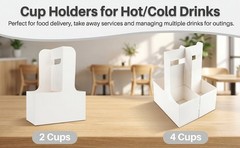2 Cup Drink Carrier with Handle – 12Pcs Disposable Paper Cardboard Coffee Cup
