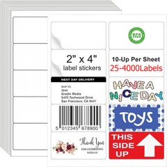250-40000Labels 2″ x 4″ Shipping Address Labels for Laser Ink Jet Adhesive 10 UP