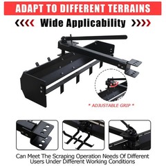 42″ Tow Behind Box Scraper Lawn Tractor Attachment w/ Steel Box Blade Hitch Tow
