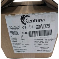 Century CB2034AD Carbonator Pump Motor 1/3HP 115/230V 1725/1425 RPM CW/CCW
