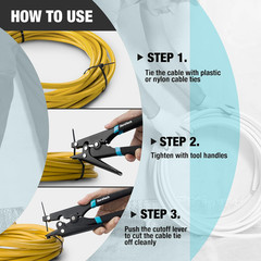8-Inch Zip Tie Tool, Ergonomic Cable Tie Gun for Fastening and Cutting Plastic o