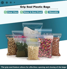 GRIP SEAL BAGS CLEAR SELF RESEALABLE POLYTHENE POLY PLASTIC ZIP LOCK ALL SIZES