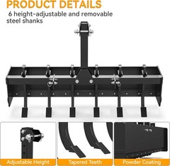 55″ Three Point Box Scraper, Box Blade Tractor Attachment Fits for Cat1