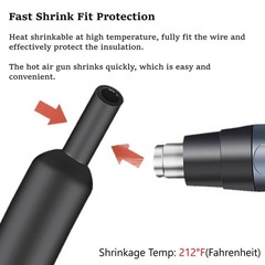 2:1 Heat Shrink Tubing Black Dual Wall Waterproof Glue Wires Wrap (LARGE SIZES)