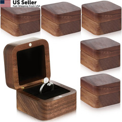 Loetere 6 Pcs Square Wooden Ring Boxes for Wedding Ceremony Mini Black