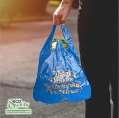 12×6.5×22 Inches Blue Plastic Shopping Bags for Grocery Takeout Retail 160 Pcs