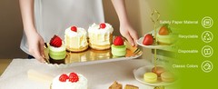 10 PCS Gold Rectangle Trays, Heavy Duty Disposable Paper Cardboard for Platters,
