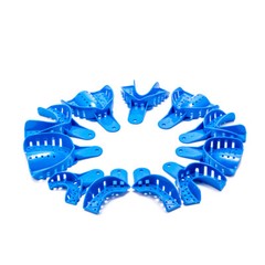 Dental Impression Trays Plastic Perforated 12PC Upper/Lower S/M/L/XL Easyinsmile