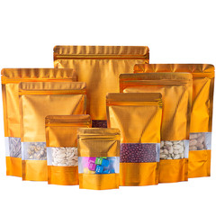 Foil Zip Lock Resealable Bags Stand Up Pouches Food Grade Heat Seal Window Gold