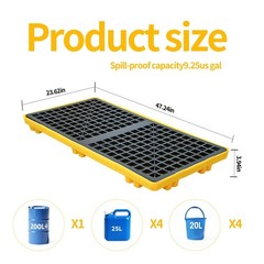 2 Drum Modular Spill Containment Pallet | 2000LBS Capacity | Leakproof Yellow