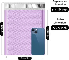 100 Pack Poly Bubble Mailers 6×10″ Padded Envelope Mailing Bags #0 Light Purple