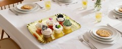 10 PCS Gold Rectangle Trays, Heavy Duty Disposable Paper Cardboard for Platters,