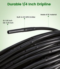 HeavyDuty Drip Irrigation Tubing Kit 1/2 Inch 1/4 Inch PVC PE for Garden