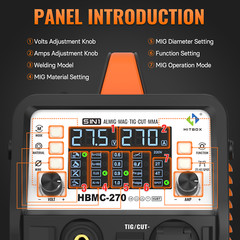 HITBOX 6in1 200A Aluminum Gas Gasless MIG TIG Stick Plasma Cutter Welder+Helmet