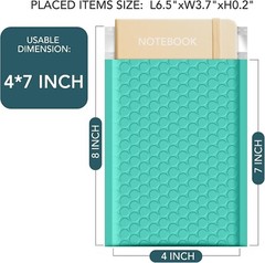 800x Bulk Bubble Mailers 4×8″ Small Padded Envelope Mailing Bags 4×7 Teal #000