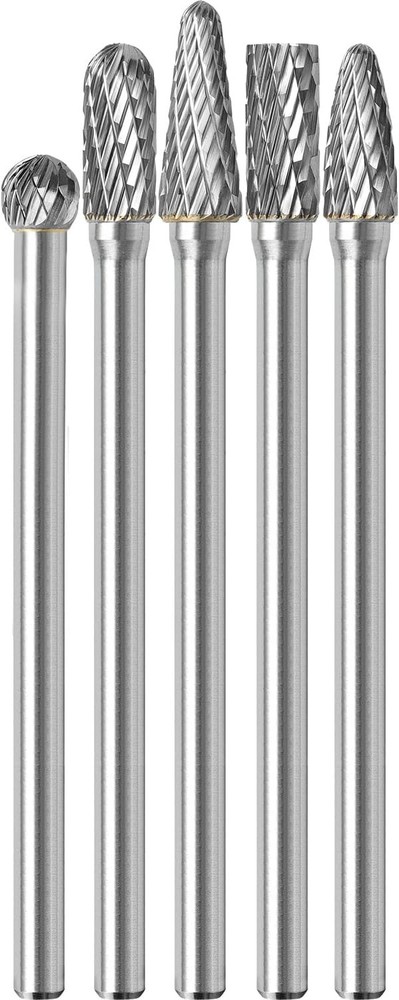 Sworker 5Pcs Long Carbide Burr Set 1/4″ Shank Total L 4.3″ Die Grinder Bits R…