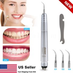 FDA Dental Piezo Air Ultrasonic Scaler 4-Hole Handpiece with 3 Scaler inserts US