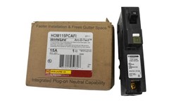 Square D HOM115PCAFI 15A 1-Pole Supplementary Protector Plug-On Neutral Black