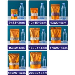 Foil Zip Lock Resealable Bags Stand Up Pouches Food Grade Heat Seal Window Gold