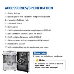 FDA Portable Dental Mobile Delivery Unit With Air Compressor Strong Suction 4H