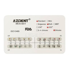10 Packs Dental Orthodontic Bracket Brace Standard Roth 022 Hooks 3 Metal AZDENT