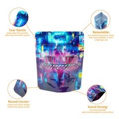 100 Pack Smell Proof Mylar Foil Storage Bags 3.5g Zip Seal Stand Up Candy bags