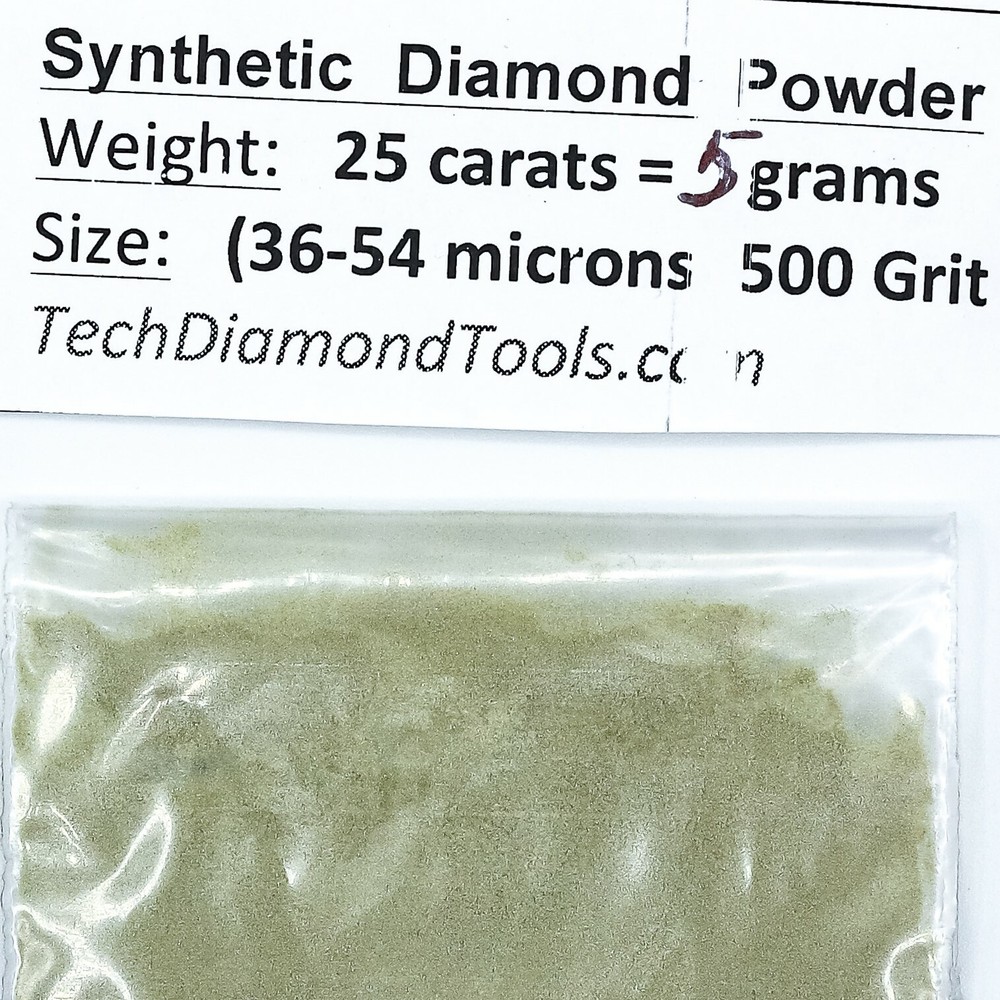 TechDiamondTools Diamond Powder 500 Grit 36-54 Microns, 25 cts = 5 Grams