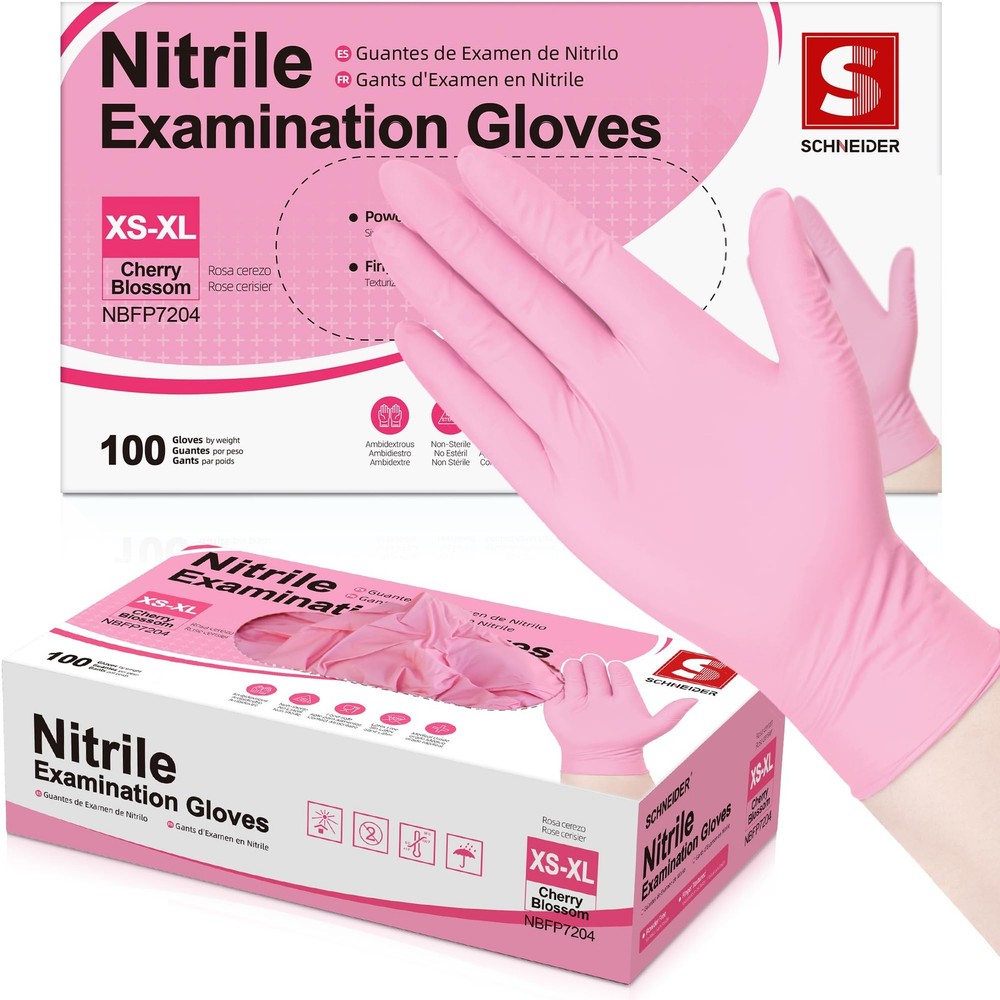 Schneider Nitrile Exam Gloves, 4-mil Medical Gloves Disposable Latex Free,