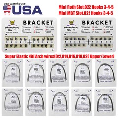 Dental Orthodontic Bracket Braces Roth/MBT 345 Hooks /Super Arch Wire Niti Round
