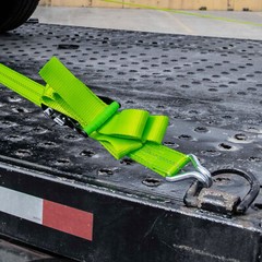 VULCAN High-Viz 2”x15′ Ratchet Straps, Wire J-Hooks, 3300 lbs. SWL, 2 Pack
