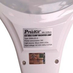 Proskit MA-1209LA Magnifier Lamp, 5D (2.25x) Mag., 110VAC, Desk Clamp Mount