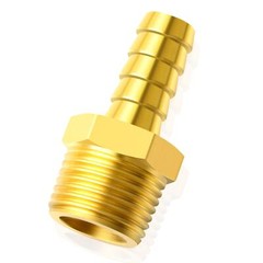 Brass Hose Barb Fitting -3/8 Inch Barb to 1/2 Inch Male NPT Adapter（Pack of 5）