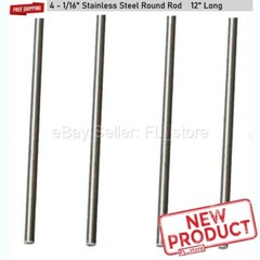 4 PACK 1/16″ x 12″ Stainless Steel Round Rod Stock 302 Alloy 1 Foot Long Rods