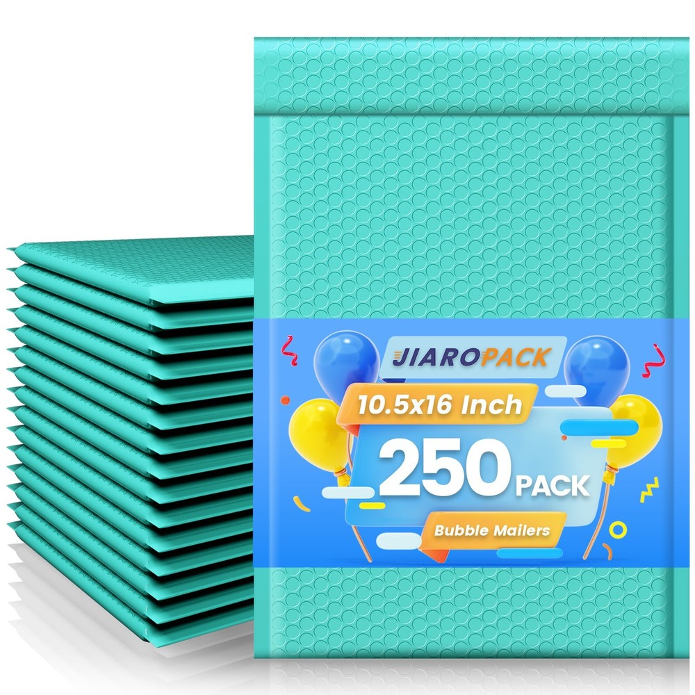 250pc Large Bubble Mailers 10.5×16 Padded Envelopes 10.5×15 Poly Bubble Bag Teal