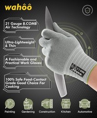 wahoo Food Grade Cut Resistant Gloves Level 5, ANSI 4 Lightweight Breathable NEW