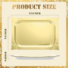 4 Pcs Gold Rectangle Serving Trays Heavy Duty Disposable Paper Cardboard Serving