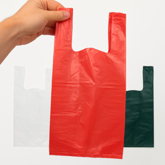 Bags 1/6 Large 21 x 6.5 x 11.5 Red T-Shirt Plastic Grocery Shopping Bags