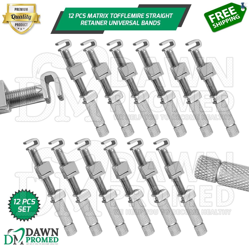 12 Pcs Matrix Tofflemire Straight Retainer Universal Bands Dental Instruments