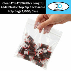 4″ x 4″ Heavy Duty Bag 4 MIL Resealable Zip Top Lock 4×4 Clear Plastic Bags 2000