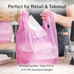 Purple T-Shirt Bags 1/6 Large 21×6.5×11.5 0.51 Mil Grocery Carryout Shopping
