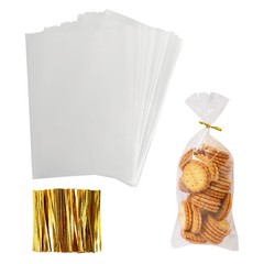 Cellophane Treat Bags 4×9 Inch 300 PCS Twist Ties 1.4 Mil Thick Candy Bakery